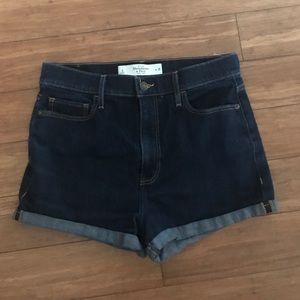 Abercrombie high rise dark denim shorts